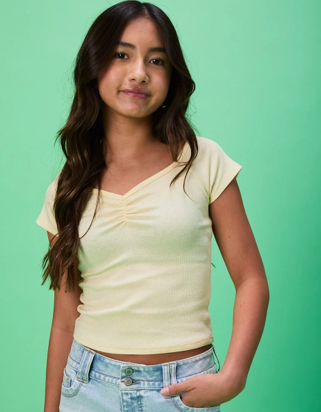 FULL TILT Essentials Girls Cinch Tee - YELLOW