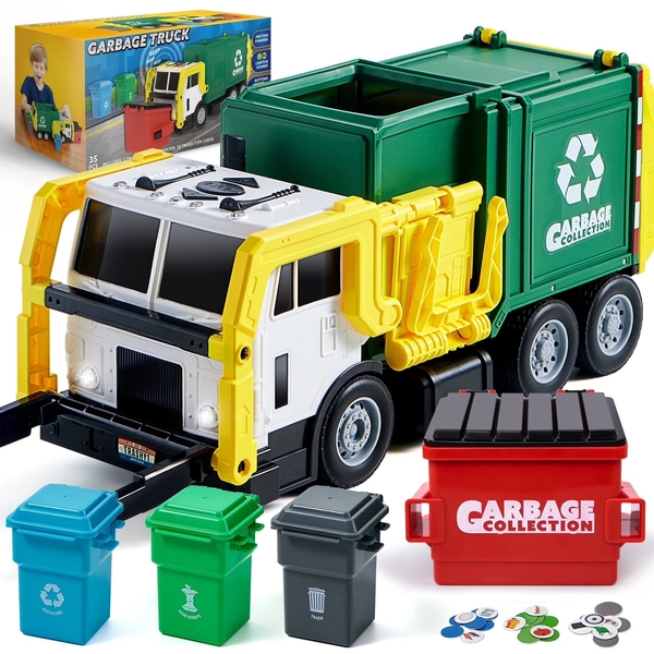 Joyfy 16" Lights and Sounds Large Garbage Truck Toys for Boys, Realistic Trash Truck Toy with Trash Can Lifter and Dumping Function, Toy Truck Christmas Girthday Gift for Boy Age 2 3 4 5 Years Old - Walmart.com