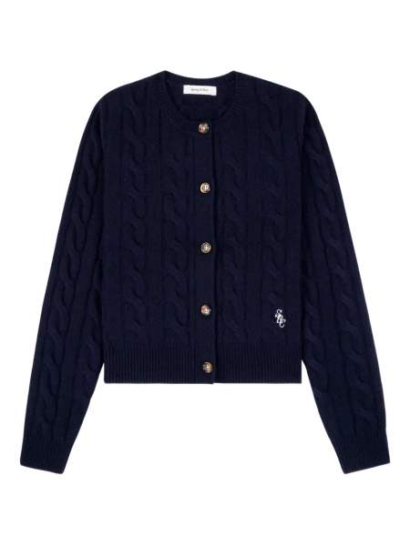 Sporty & Rich SRC cable-knit Button Cardigan | Blue | FARFETCH