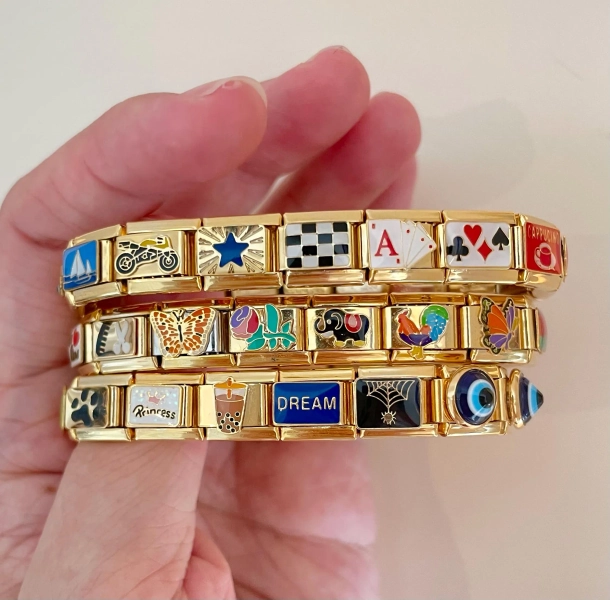 Personalized Italian Bracelet, Custom Gold Italy Charms, Gold Italian Bracelet, Italy Charms, Gold Italian Charm Bracelet, Gift for Her