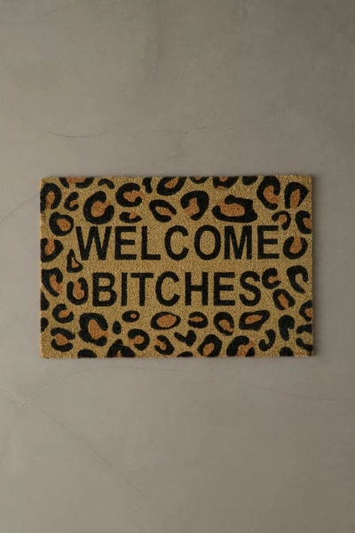 Welcome Leopard Print Coir Doormat