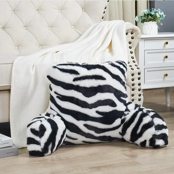 Home Soft Things DO-IT-YOURSELF Zebra Faux Fur Bedrest Pillow Backrest Pillow, Medium Size 20" x 18" x 17"