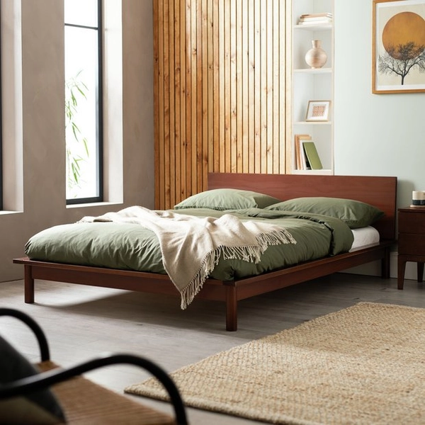 Buy Habitat Akio Small Double Wooden Platform Bed Frame - Walnut | Bed frames | Habitat