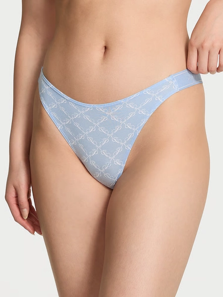 Logo Cotton High-Leg Thong Panty