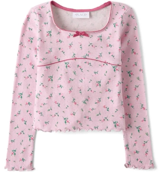 The Children's Place Girls Floral Pointelle Top
