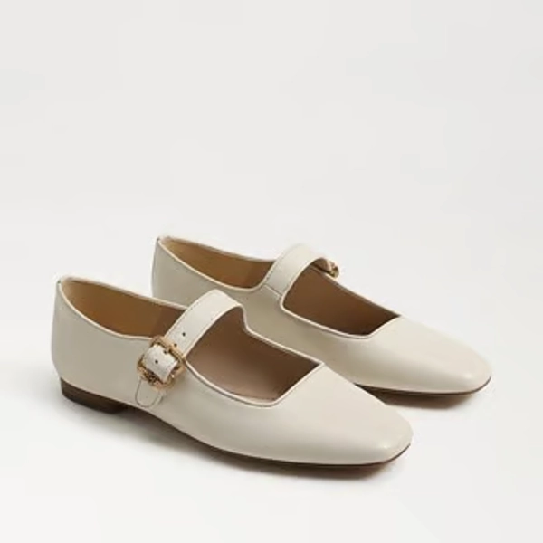 Michaela Mary Jane Flat in “Modern Ivory Leather” - Size 8