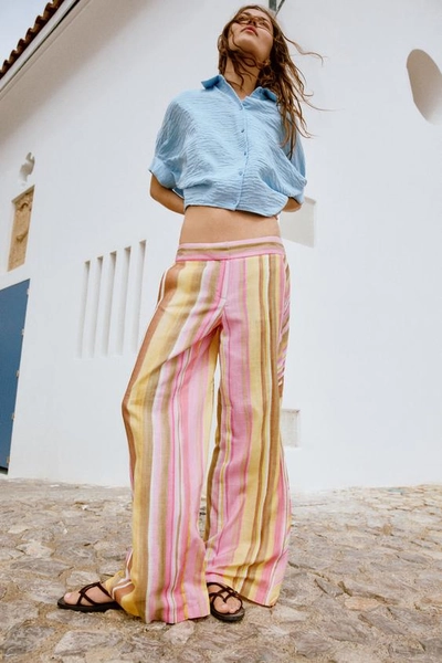 STRIPED WIDE-LEG TROUSERS