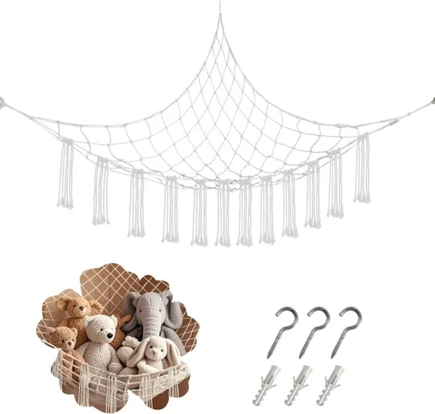 59 X 47 Inches Stuffed Animal Hammock Corner Net, Plushie Net For