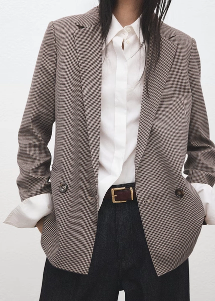 Blazer assertoado de micro pied-de-poule - Mulher | MANGO Portugal