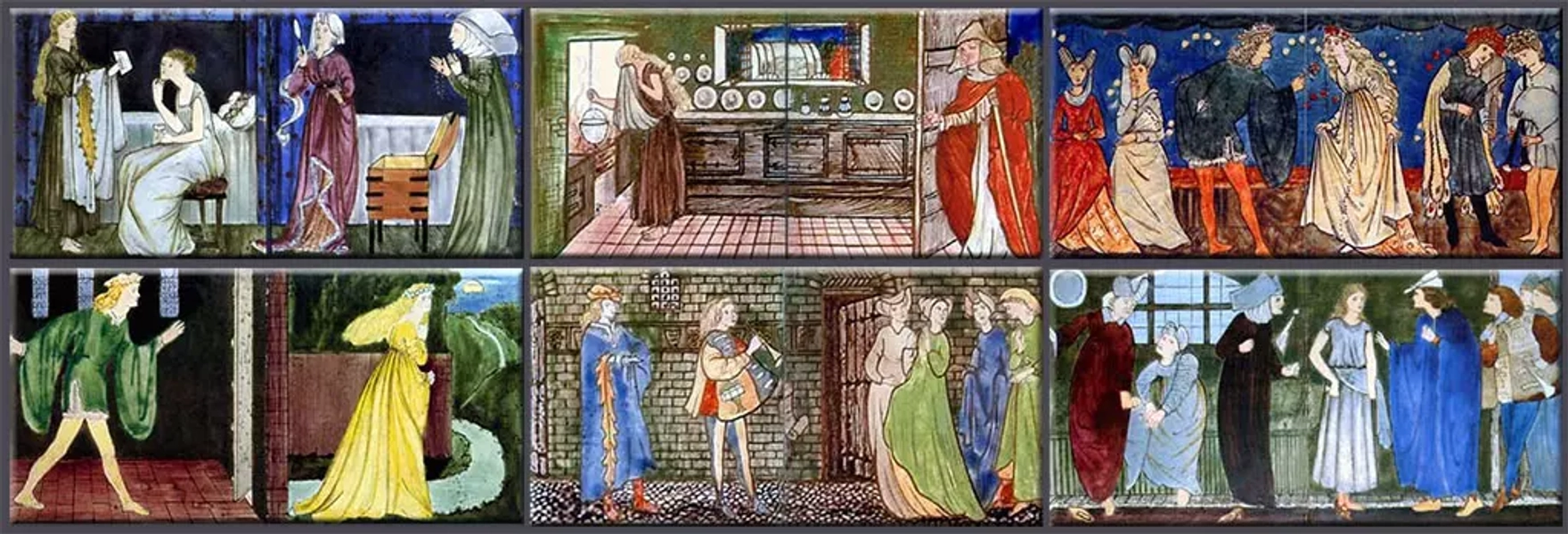Edward Burne-Jones Cinderella Fireplace Story Tiles, Morris and Co. Early Tile