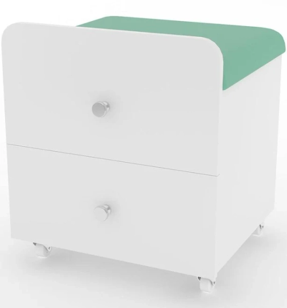 Modern Vanity Stool with Storage, Locking Wheels & Drawers, Multi-Functional Foot Stool Chair for Bedroom or Living Room George Oliver Seat Color: