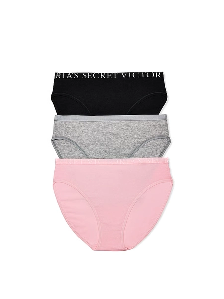 3-Pack Exploded Logo Stretch Cotton High-Leg Brief Panties