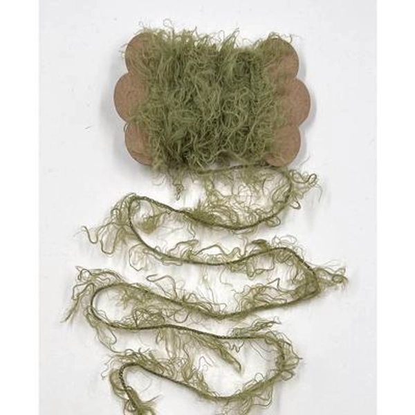 3 Yards Fluffy Eyelash Trim (Soft Moss Green) Novelty Fibers Mixed Media Junk Journals Tags Art Yarn Crafts Collage Cards Embellishments