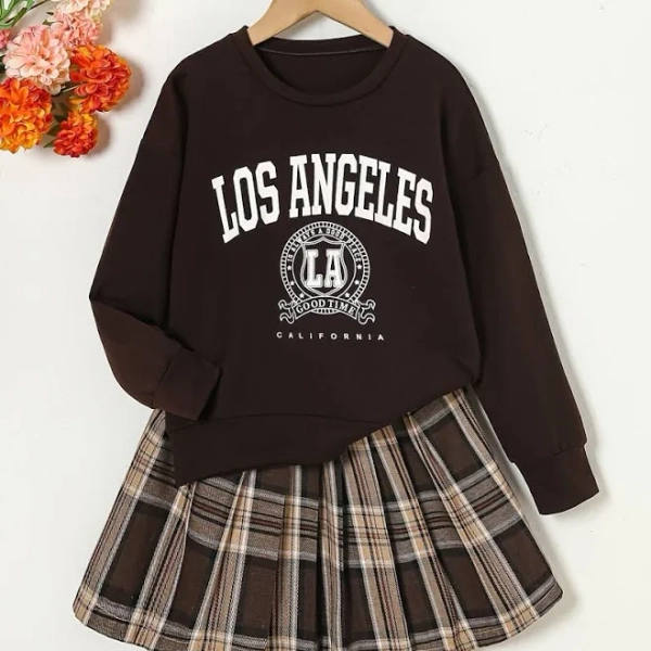 Girls' Plaid Pleated Skirt