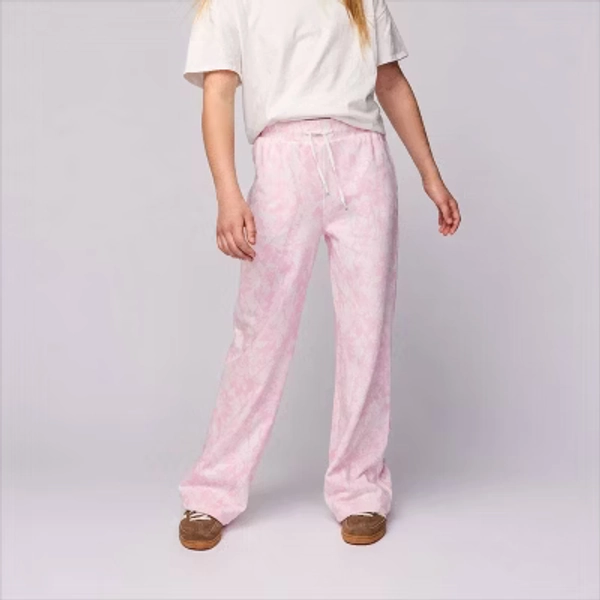 Pacsun Kids Girls' French Terry Wide Leg Sweatpant - Pink Camo L