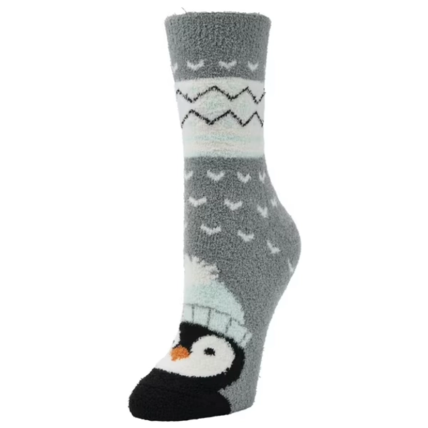 Airplus Fall Toe Penguin Cozy Crew Socks, Women's 5-10, 1 pair