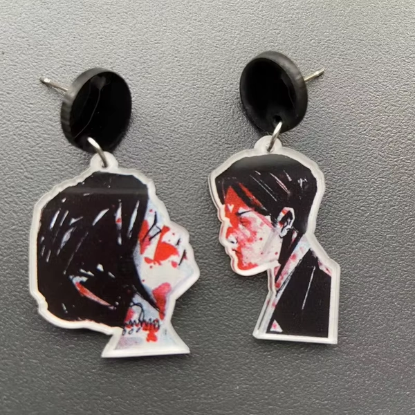 Classic My Chemical Romance Three Cheers Asymmetrical Couple Earrings Goth Smoking Women Dancing Lovers Acrylic Earrings Party - AliExpress 