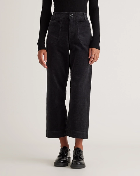 Organic Stretch Corduroy Cropped Wide Leg Pants in Warm Brown