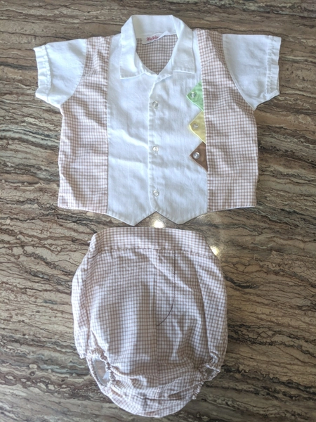 Vintage Wee Winnie Baby Doll Button Golfer Outfit W/Bloomers 18 Mo. Made In USA