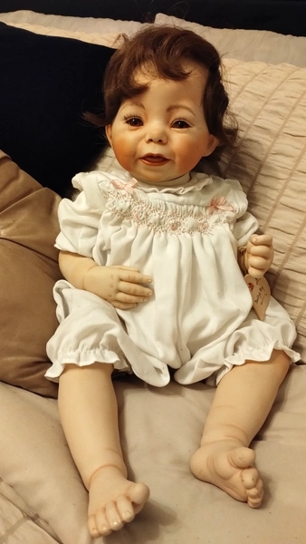 Dianna Effner Daddy's Boy Porcelain Doll 22" Mouth Open With Tongue