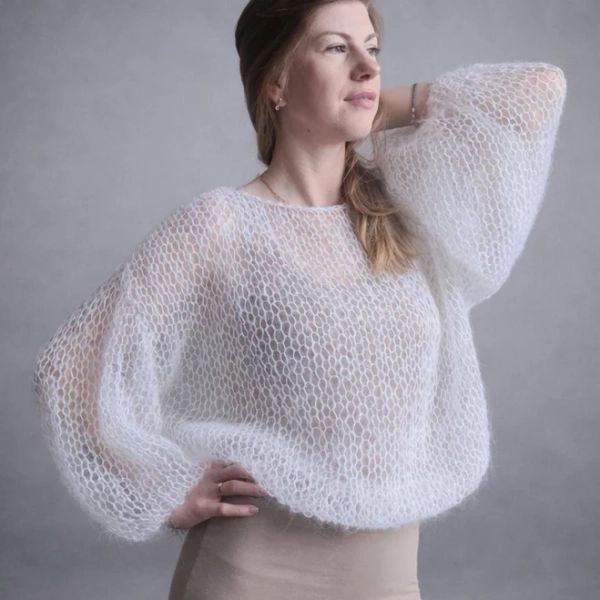 Fluffy Oversized Sheer Mohair Sweater