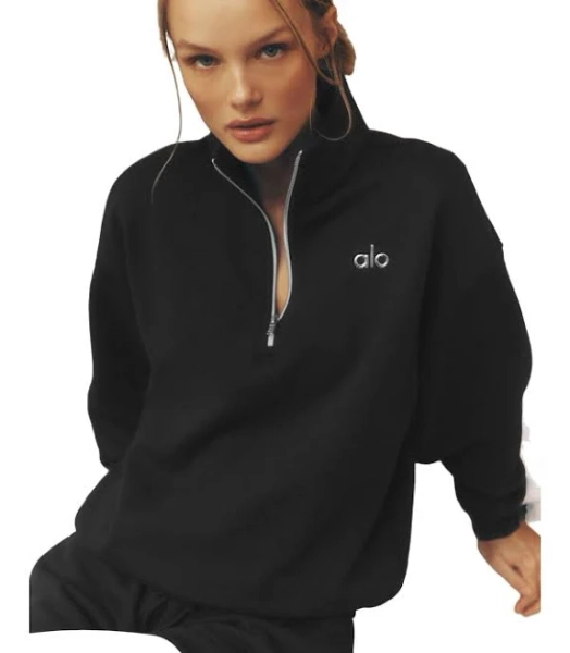 Alo Yoga Accolade 1/4 Zip Pullover Top - Black