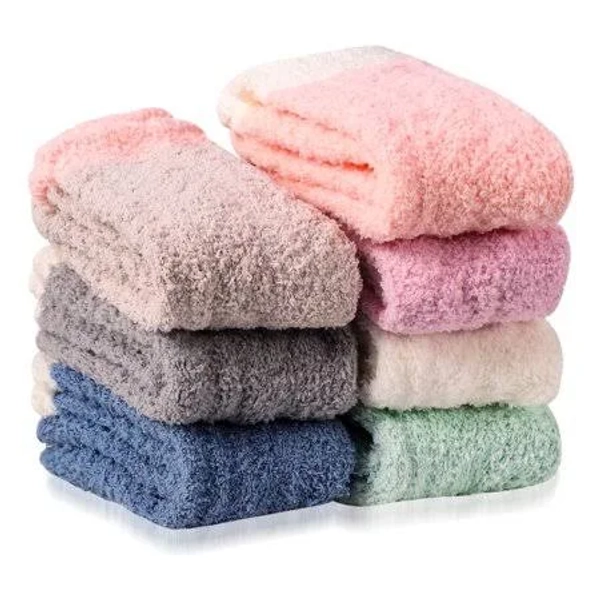 Women's Fluffy Coral Fleece Socks (7 Pairs)