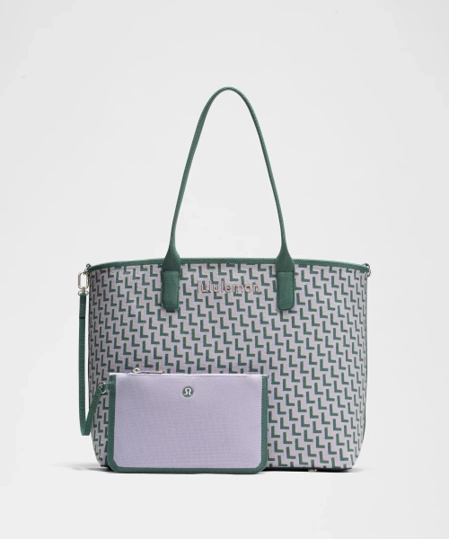 Lululemon Classic Knit Tote Bag 18L - Tidewater Teal/Lavender Frost/Chrome - ONE SIZE