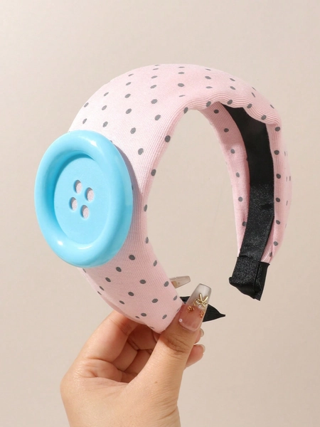 pink and blue button headband