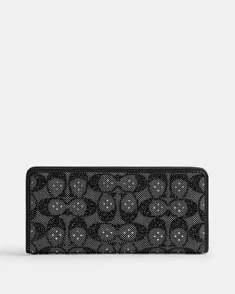 Silver/Black Essential Slim Wallet In Crystal Signature Jacquard