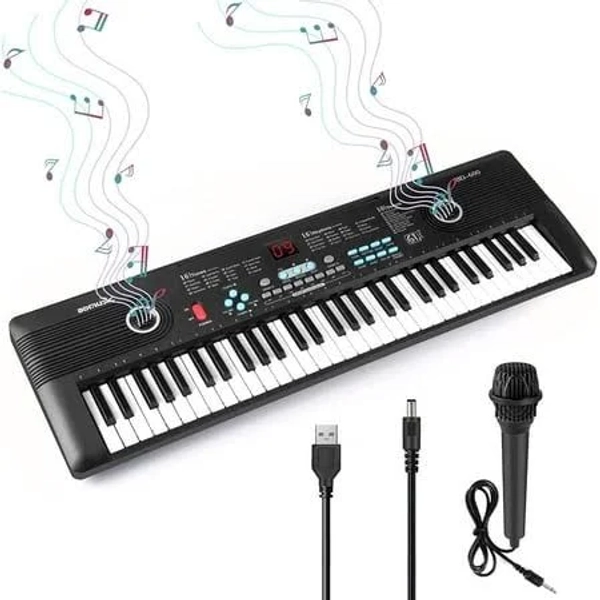 Mixfeer 61 Keys Keyboard Piano, Portable Electronic Digital Piano with Microphone for Beginners, Kids Gift, Black, Size: 22.8