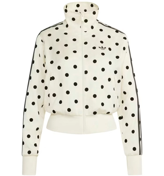 adidas Women's Satin Polka Dots TT Track Jacket Off White
