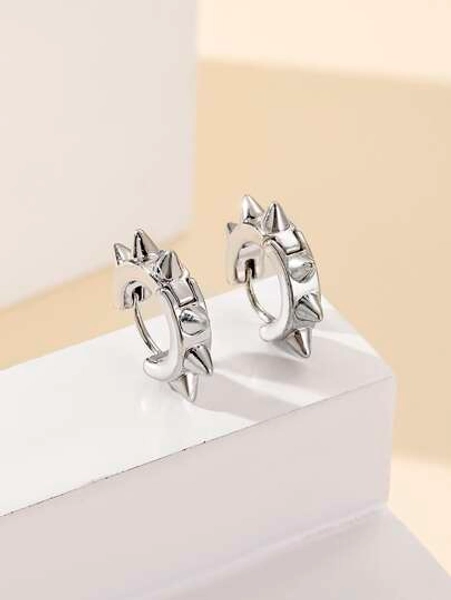 1pair Cool & Punk Style Spike Shaped Zinc Alloy Stud Earrings