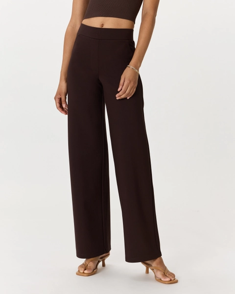 Ultra-Stretch Ponte Wide Leg Pants in Navy