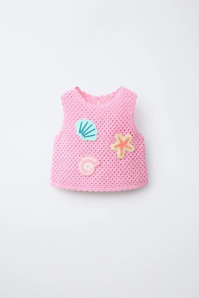 SEA MOTIF CROCHET KNIT TOP