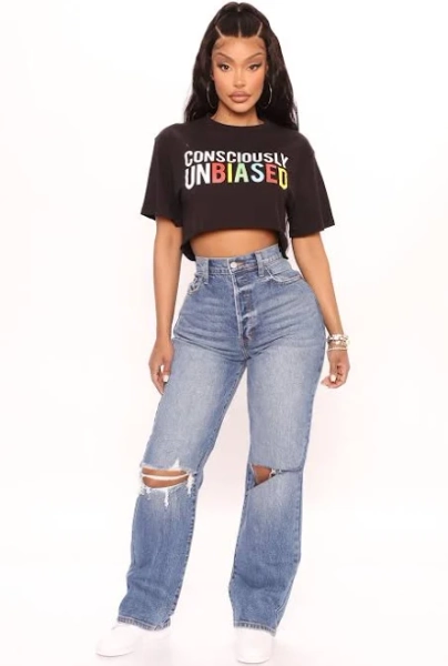 Fashion Nova Women's Cut Above The Rest Ripped Straight Leg Jeans