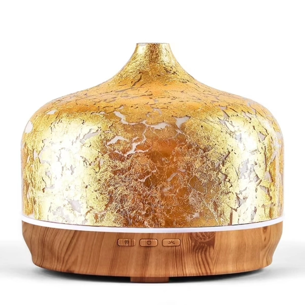 Porseme 500ml Essential Oil Diffuser Gold Plated Glass Aromatherapy Ultrasonic Humidifier - Auto Shut-Off, Timer Setting, BPA Free for Family, Prefect Gift