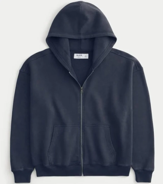 Hollister Men's Boxy Zip-Up Hoodie