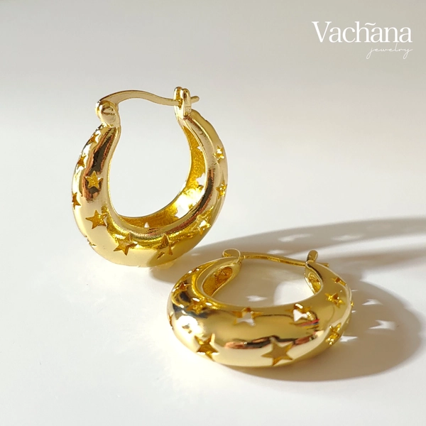 Large Huggie Star Hoop Earrings