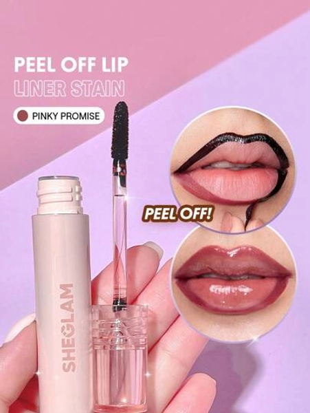 SHEGLAM Fall In Line Peel Off Lip Liner Stain-Pinky Promise Henna Brand Beauty Makeup Face Paint Cosmetic For Women Girls Perfect For Fall Winter Ideal For Y2K Fancy Fashion Suitable For Birthday Christmas Present Party Ready Best Color