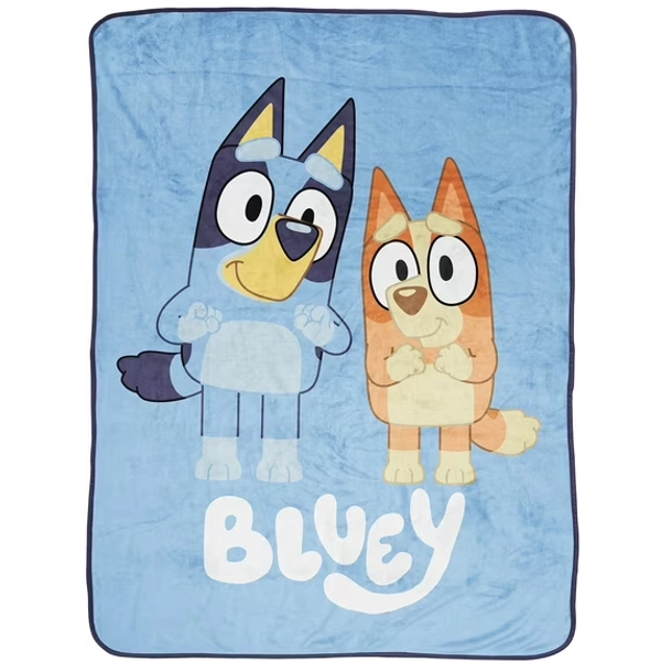 BBC Bluey Again 46" x 60" Blue Throw Blanket, 100% Microfiber