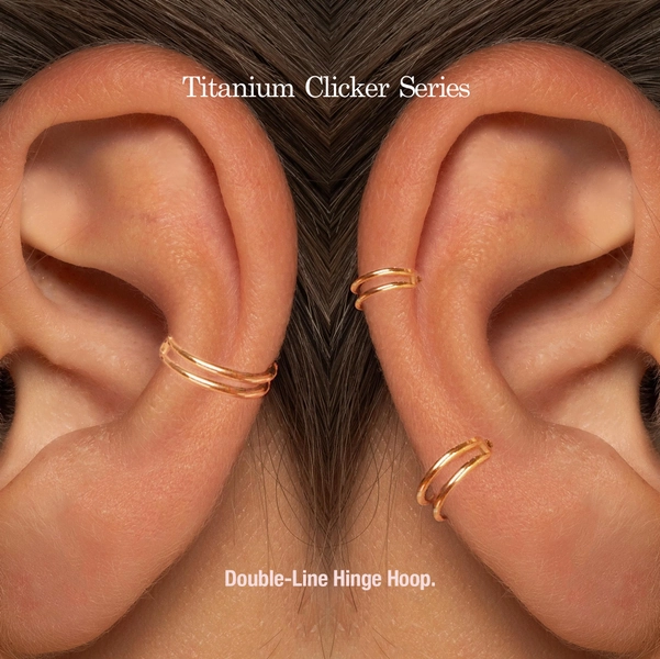 A+Grade •Titanium • Double-Line Hoop • Hinged Segment Nose Ring • Septum Clicker Ring • Cartilage Hoop • Nose Ring • Helix Earring Hoop
