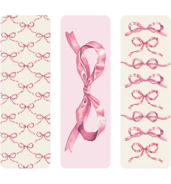 Pink Bow Bookmarks Set of 3