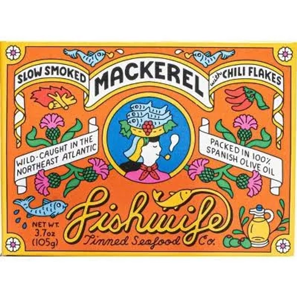 Fishwife Tinned Seafood Co Slow Smoked Mackerel with Chili Flakes