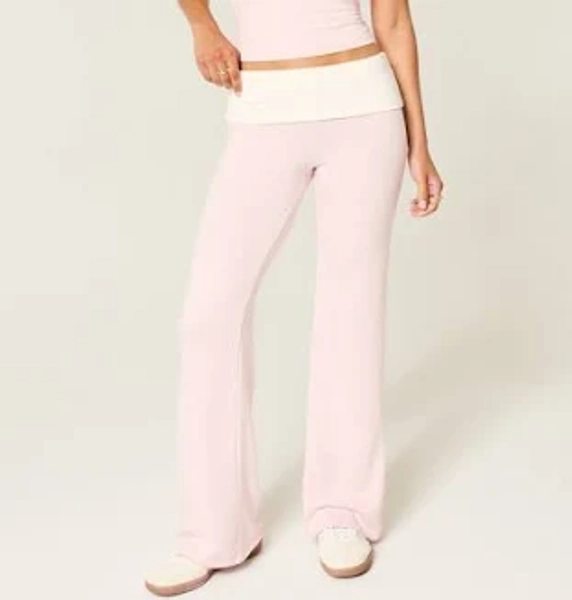 Foldover Waist Knit Flare Pants