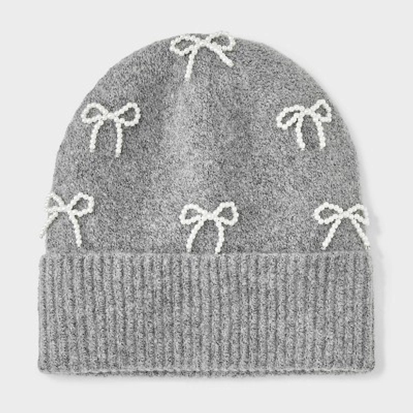 Bow Embellishment Beanie Hat - Wild Fable™ Gray