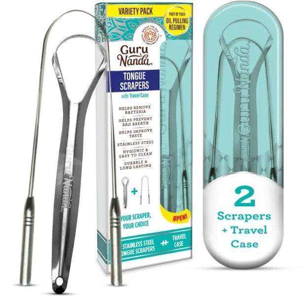 GuruNanda Tongue Scraper Variety Pack with Travel Case