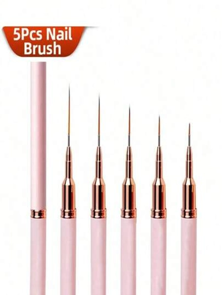 5 Pieces Of Advanced French Nail Enhancement Stripe Nail Art Brush Set, UV Gel Nail Brush Set