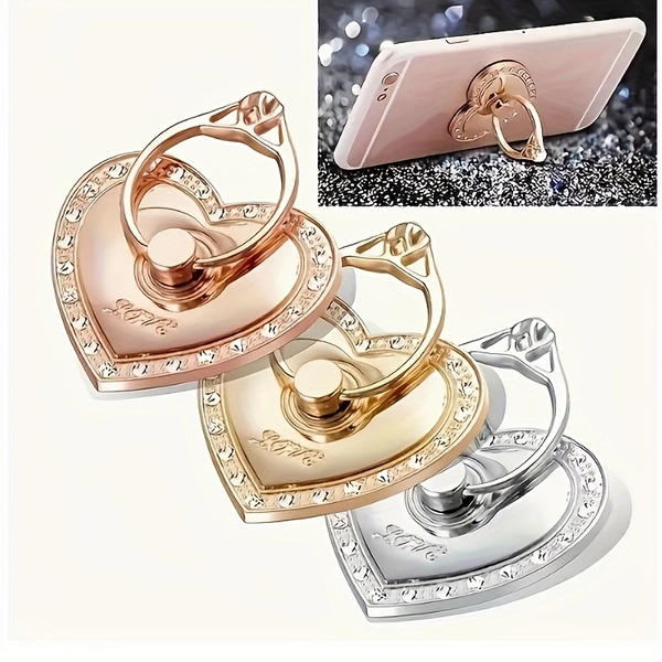 Heart-Shaped Honeycomb Phone Stand for Android Smartphones - 360° Rotating Foldable Phone Holder with Adjustable Height, Durable Metal Construction & Ergonomic Design for Hands-Free Viewing, Compatible with Most Phones, Phone Stand for Phone, Handsfree Viewing, Decorative Phone Accessory, Sturdy Construction, Phone Holder For Car, Car Phone Holder, Car Phone Mount, Car Phone Hook, Phone Stand, Mobile Stand Holder