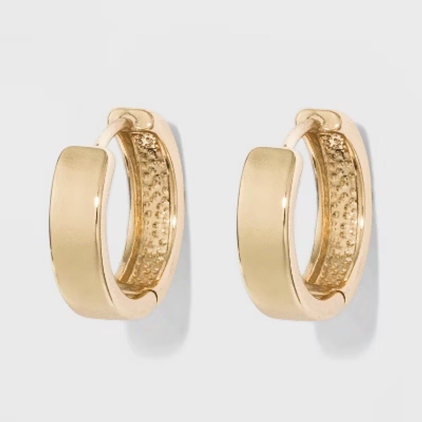 Medium Huggie Hoop Earrings - A New Day™ Gold: Clip-In Clasp, Brass, Nickel-Free, 0.59" Diameter, Single Pair